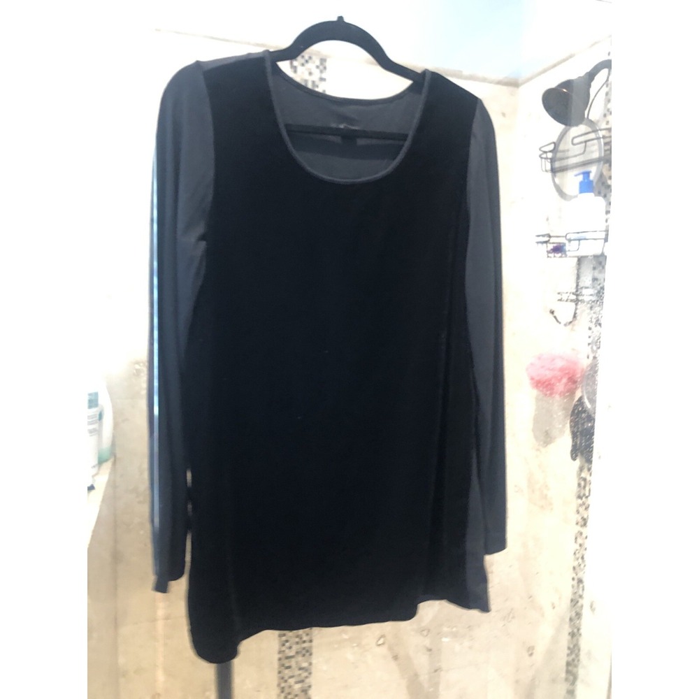 J. Jill Wearever Collection Women Black Velvet Knit Long Sleeve Top S Small